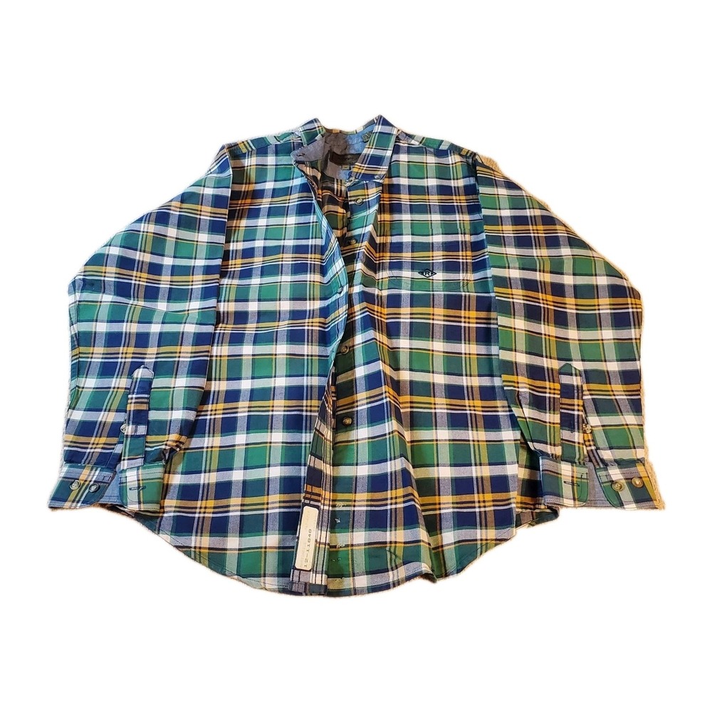 Roper Shirt Men's Sz M Blue Green Plaid Western Button Up Pocket‎ Short